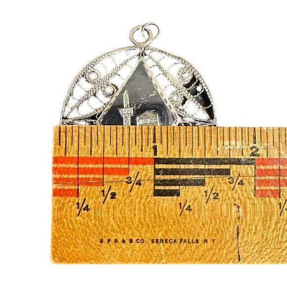 Unisex WWII Vintage Silver Filigree black Niello Pendant. - Picture 3 of 7